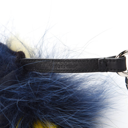 Fendi Fox Rabbit Goat Mink Fur Vitello Flamingo Zesty Monster Bag Bug Charm Navy Yellow 3 of 3