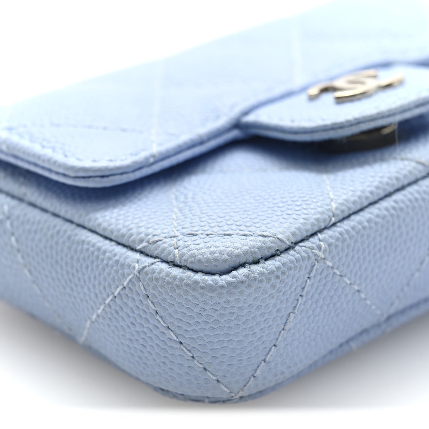 Caviar Quilted Mini Chain Belt Bag Light Blue