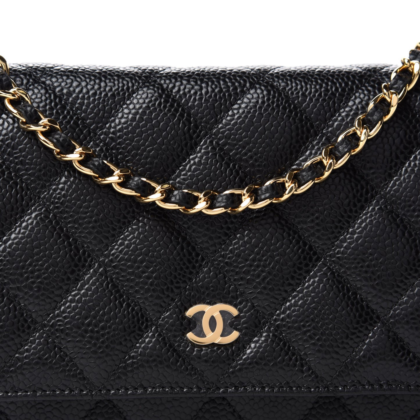 Caviar Quilted Wallet On Chain WOC Black