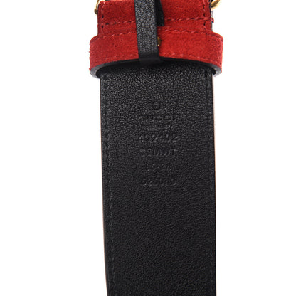 Gucci Suede Calfskin Marmont Clover Belt 85 34 Red 5 of 5