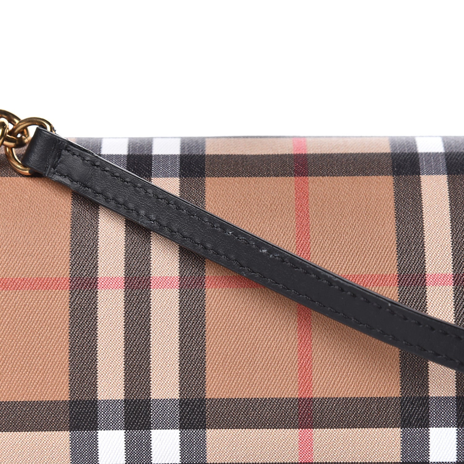Burberry Vintage Check Henley Wallet On Chain Black 9 of 11