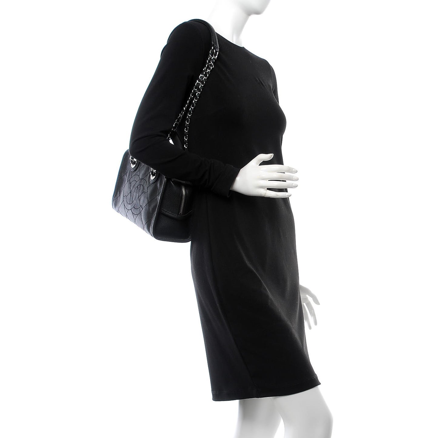 Caviar Quilted Small Deauville Bowling Bag Black