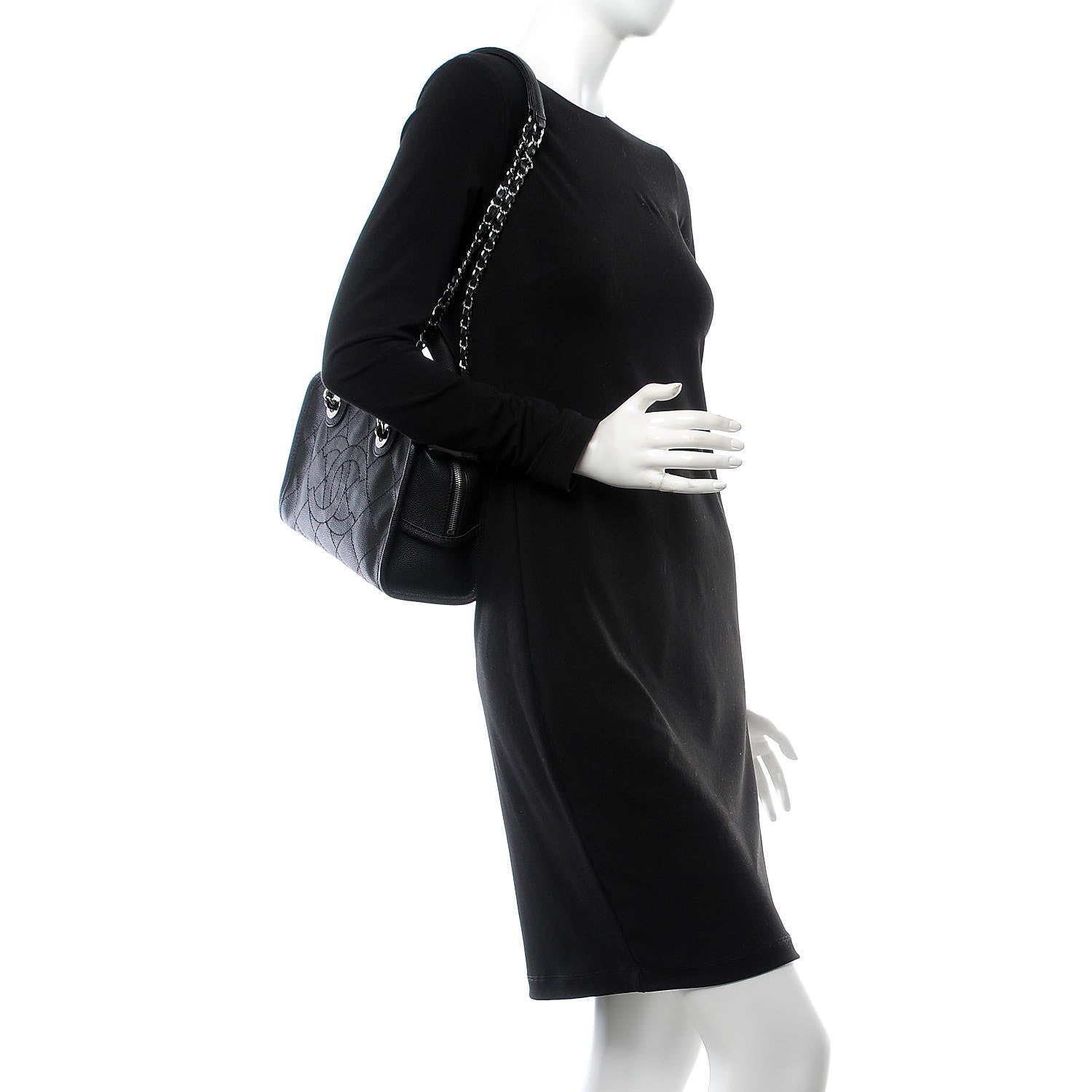 Chanel Caviar Quilted Small Deauville Bowling Bag Black 2 of 8