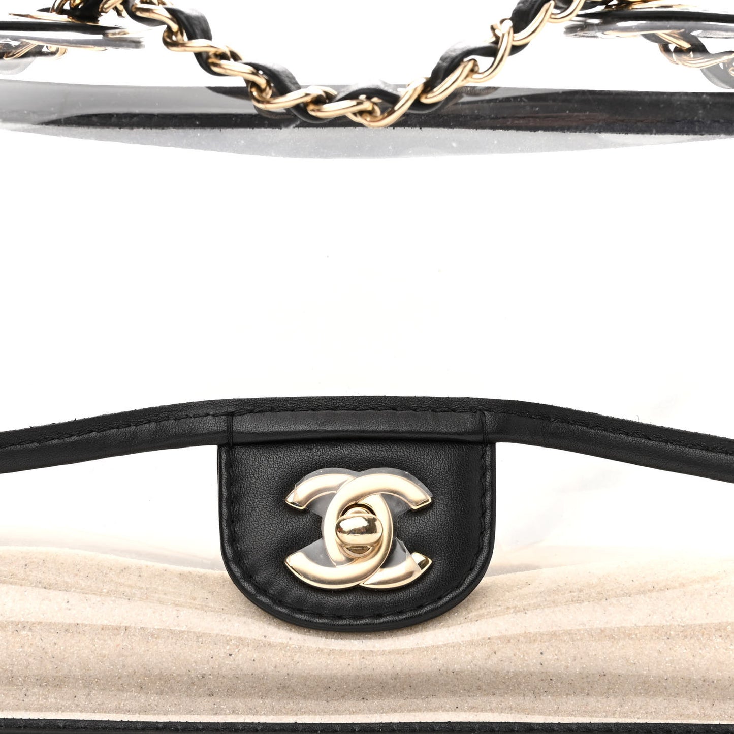 Lambskin PVC Medium Coco Sand Flap Black