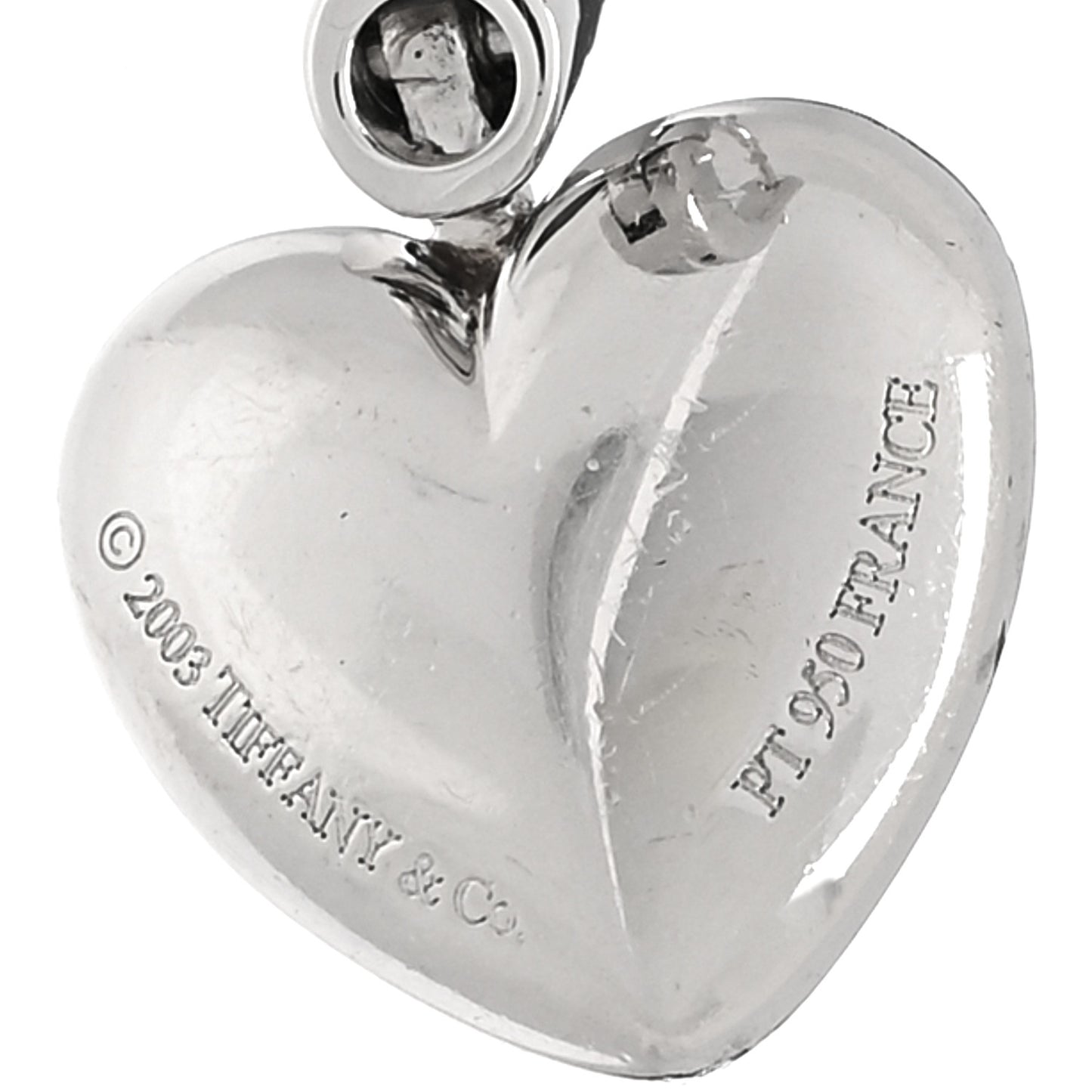 Platinum Diamond Heart Charm Earrings