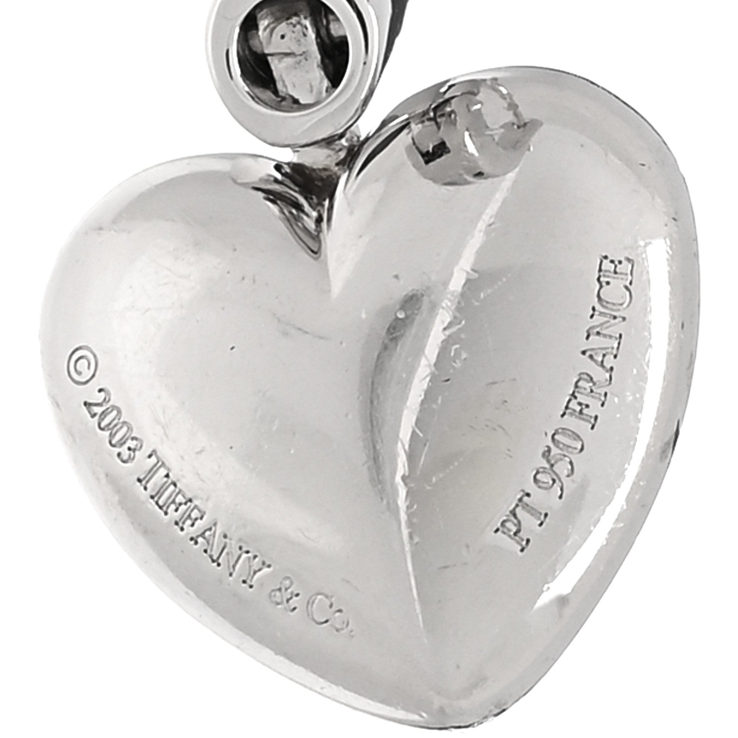 Tiffany Platinum Diamond Heart Charm Earrings 4 of 4