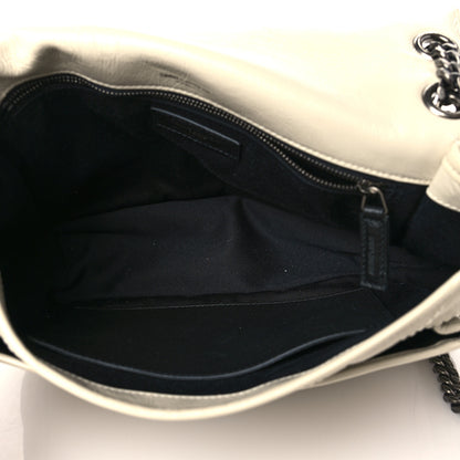 Saint Laurent Crinkled Calfskin Matelasse Monogram Medium Niki Chain Satchel Blanc Vintage 6 of 11