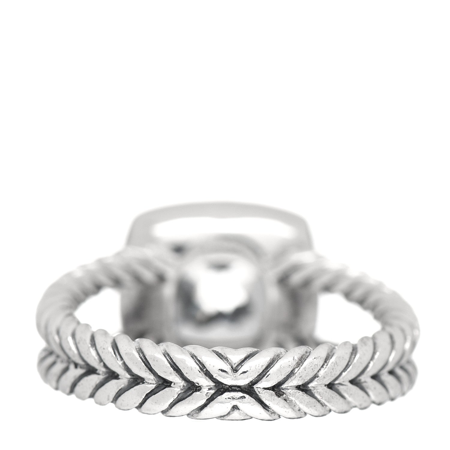 David Yurman Sterling Silver Diamond Prasiolite 7mm Petite Albion Ring 52 6 4 of 6