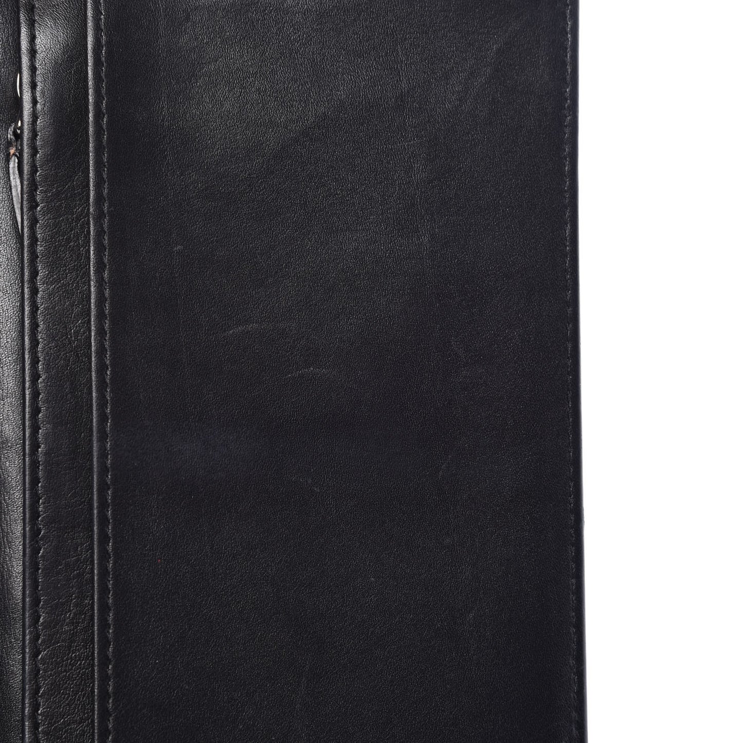 Lambskin Embossed Logo Yen Wallet Black