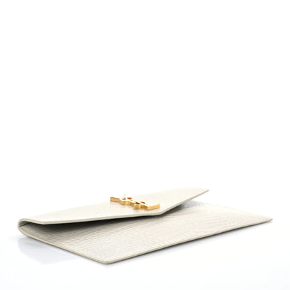 Saint Laurent Calfskin Crocodile Embossed Uptown Monogram Pouch Crema Soft 4 of 9