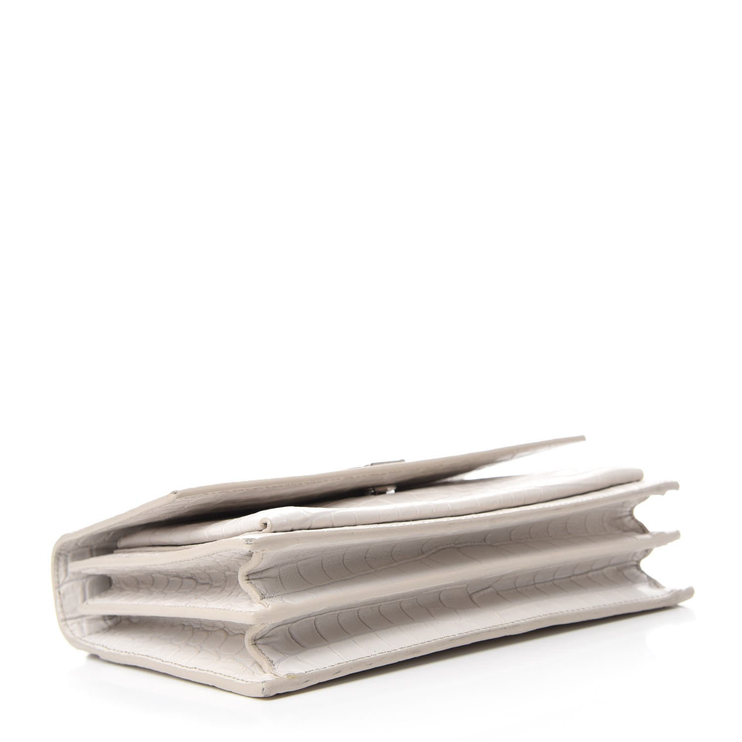 Saint Laurent Calfskin Crocodile Embossed Medium Monogram Sunset Blanc Vintage 4 of 11