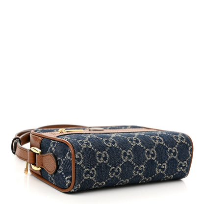 Gucci New Denim GG Monogram Dollar Calfskin Mini Ophidia Shoulder Bag Blue Tea Cuir Epilog 4 of 11