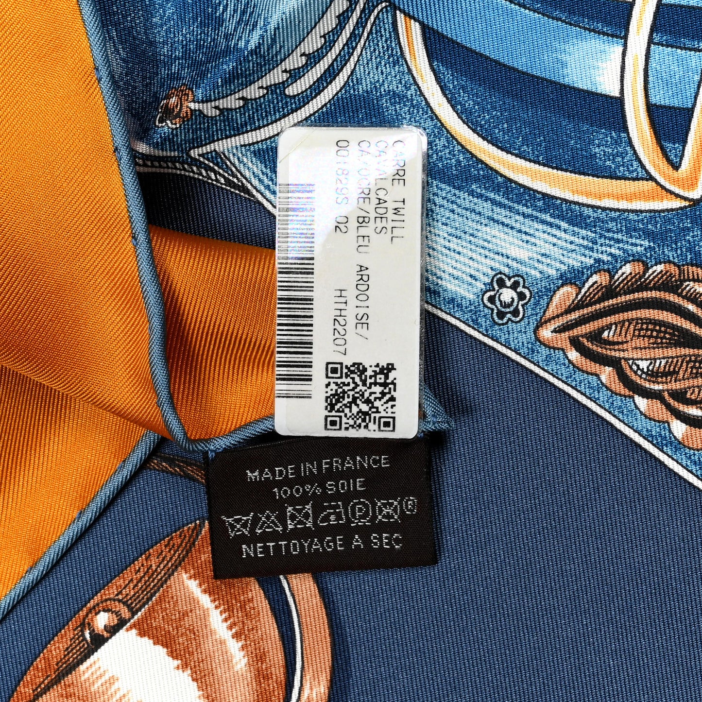 Silk Cavalcades Scarf 90 Ocre Bleu Ardoise Brun