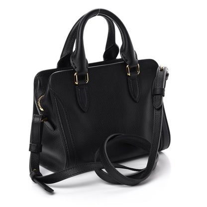 Alexander McQueen Pebbled Calfskin Mini Skull Padlock Zip Around Tote Black 3 of 10