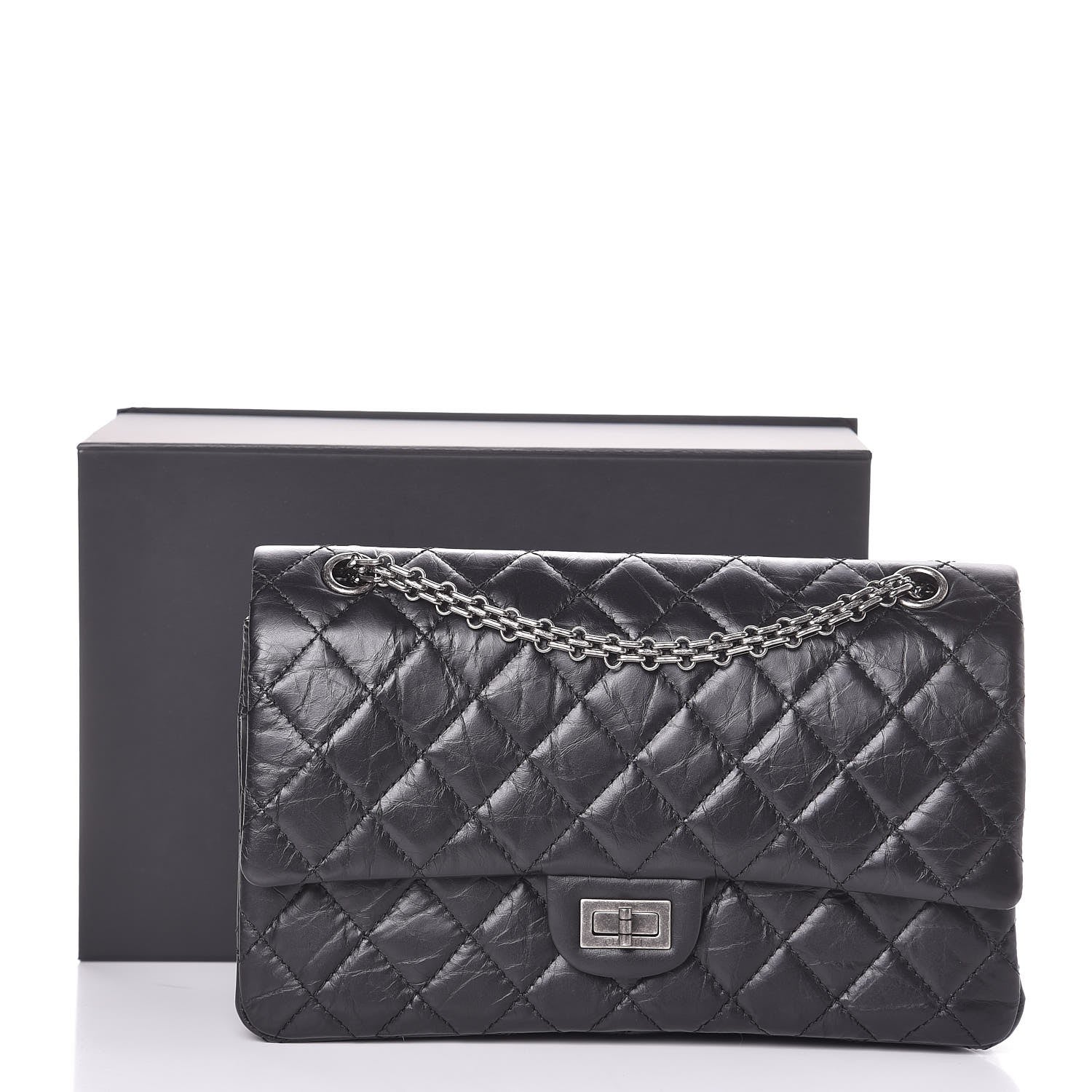 Chanel Metallic Aged Calfskin Quilted 2.55 Reissue 226 Flap Black 9 of 9
