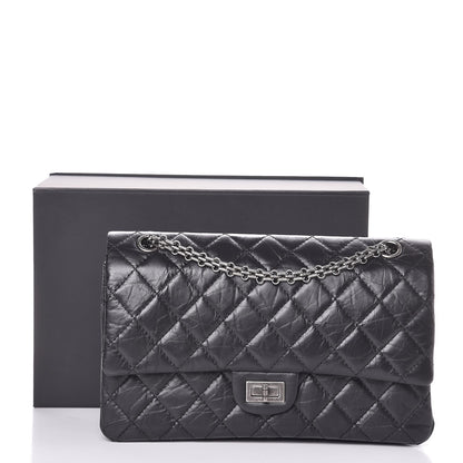 Chanel Metallic Aged Calfskin Quilted 2.55 Reissue 226 Flap Black 9 of 9