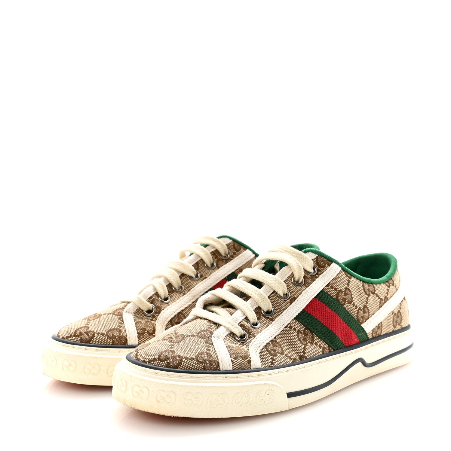 Gucci GG Monogram Web Womens 1977 Tennis Sneakers 35.5 Beige Ebony Mystic White 38 Beige Ebony Mystic White 4 of 8