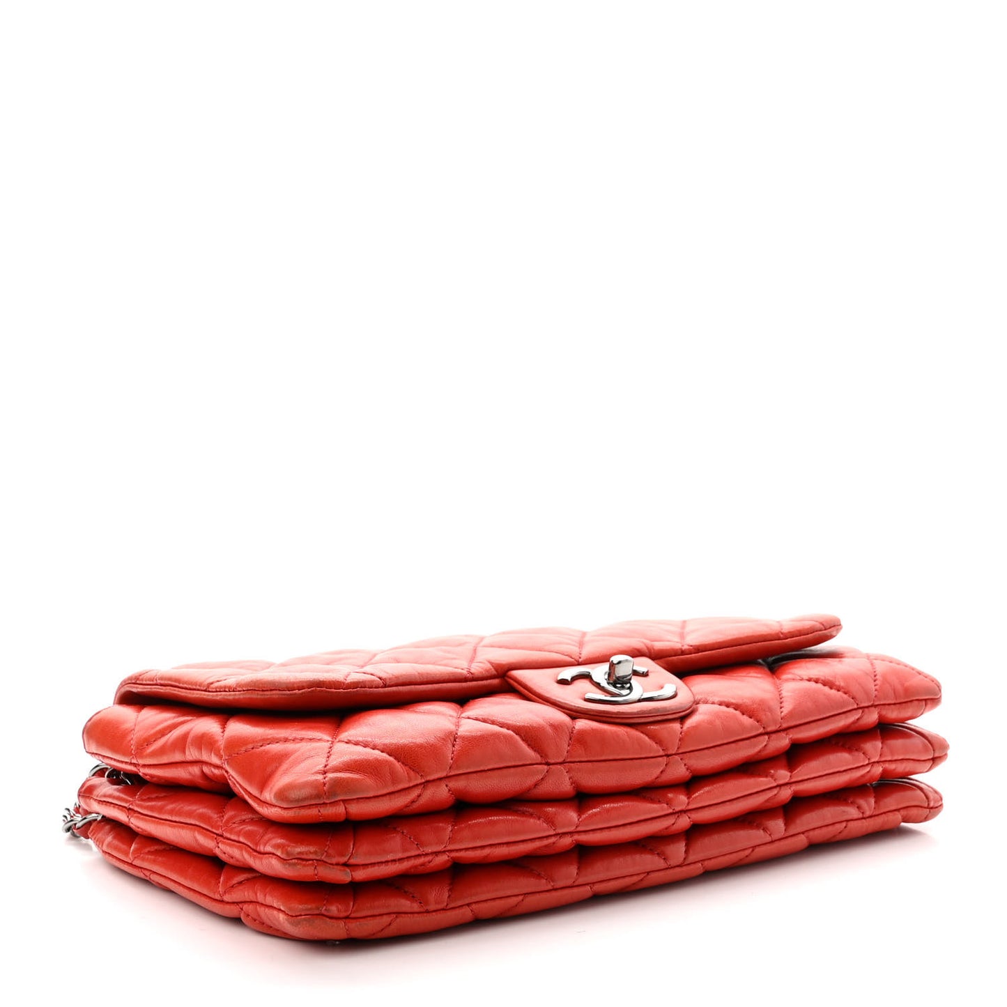 Lambskin Quilted Chanel 3 Accordion Flap Bag Red