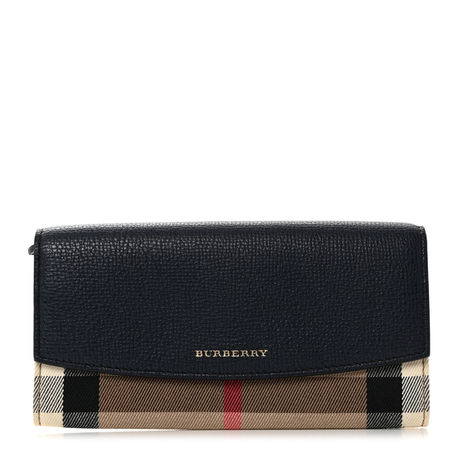 Burberry Grainy Calfskin House Check Porter Continental Wallet Navy 1 of 7