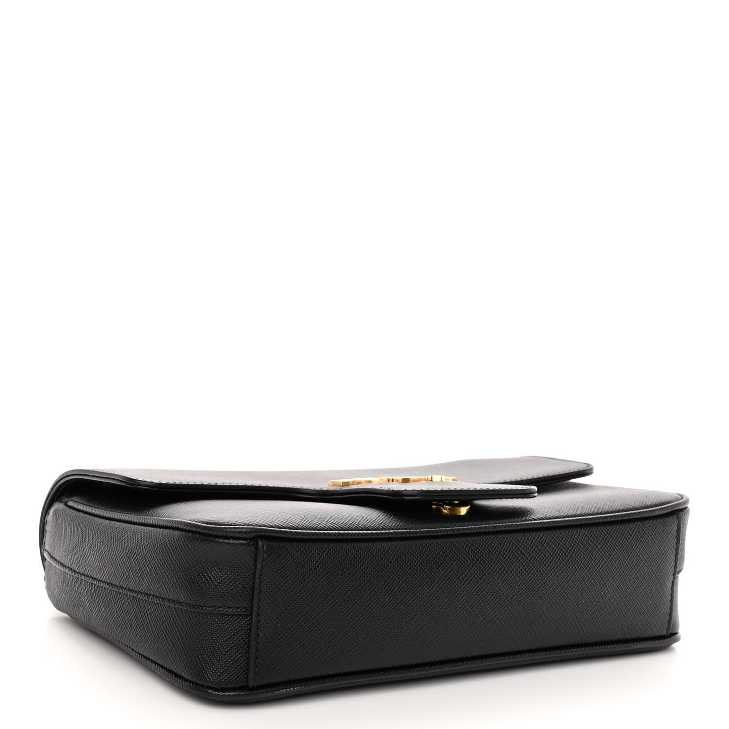 Saffiano Flap Shoulder Bag Black