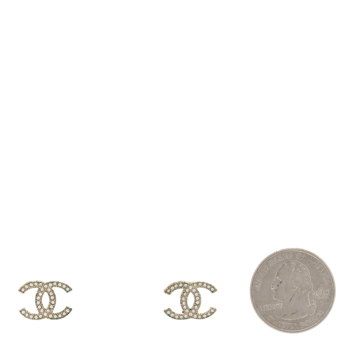 Chanel Crystal CC Earrings Gold 2 of 4