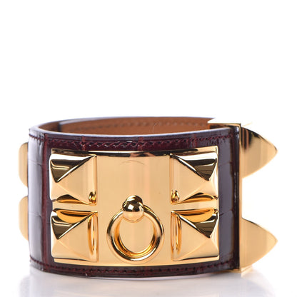 Hermes Shiny Alligator Collier De Chien CDC Bracelet S Rouge H 1 of 7