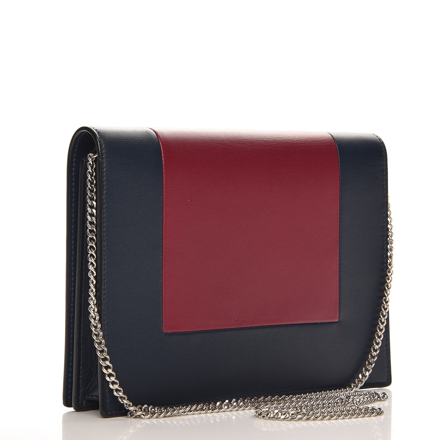 Celine Smooth Lambskin Frame Evening Chain Clutch Steel Blue Plum 2 of 9