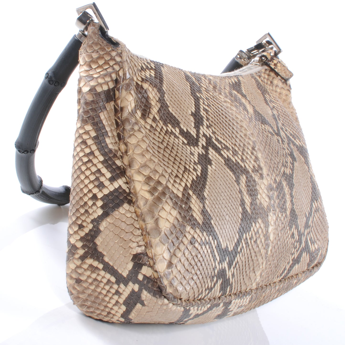 Python Bamboo Handle Shoulder Bag