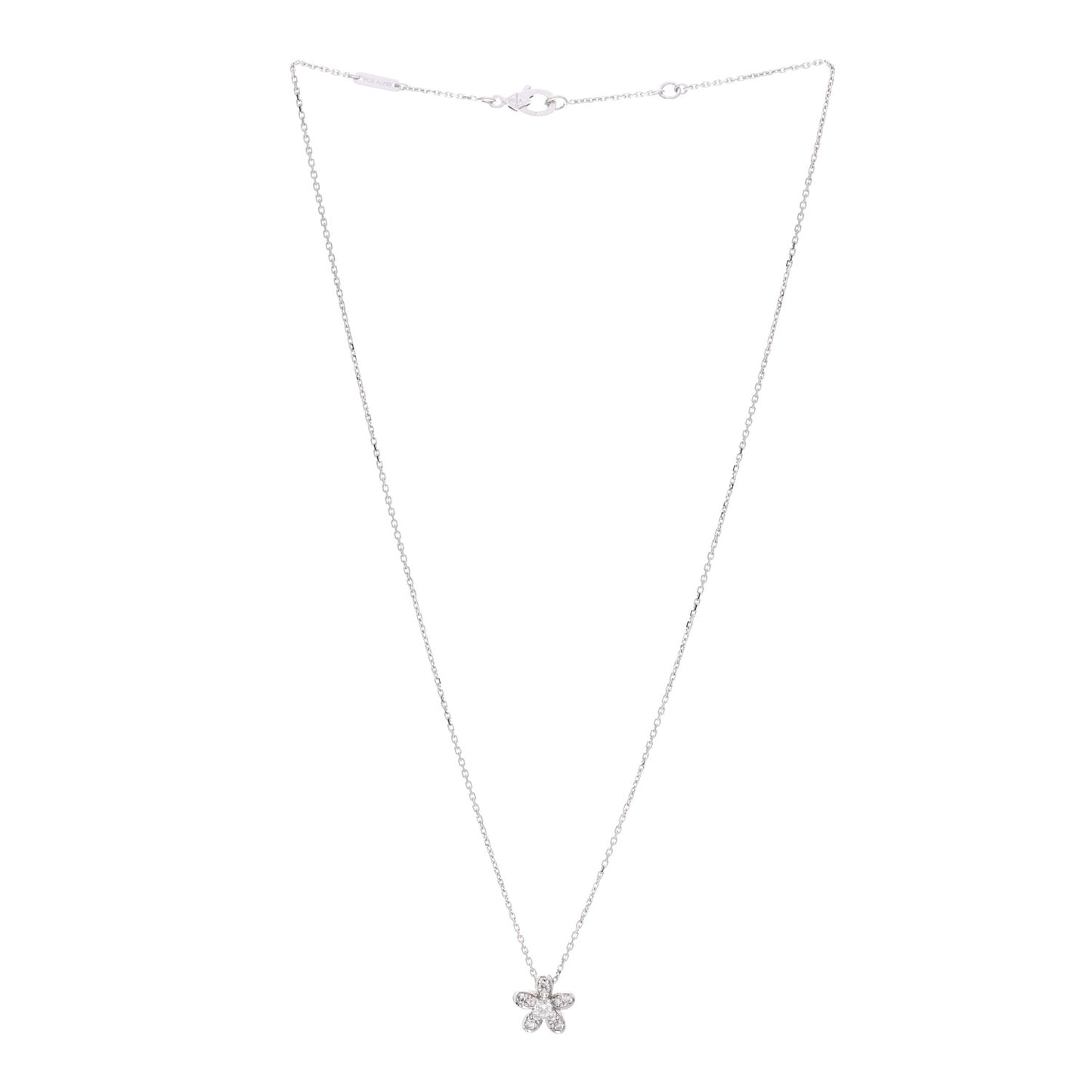 18K White Gold Diamond Socrate One Flower Pendant Necklace