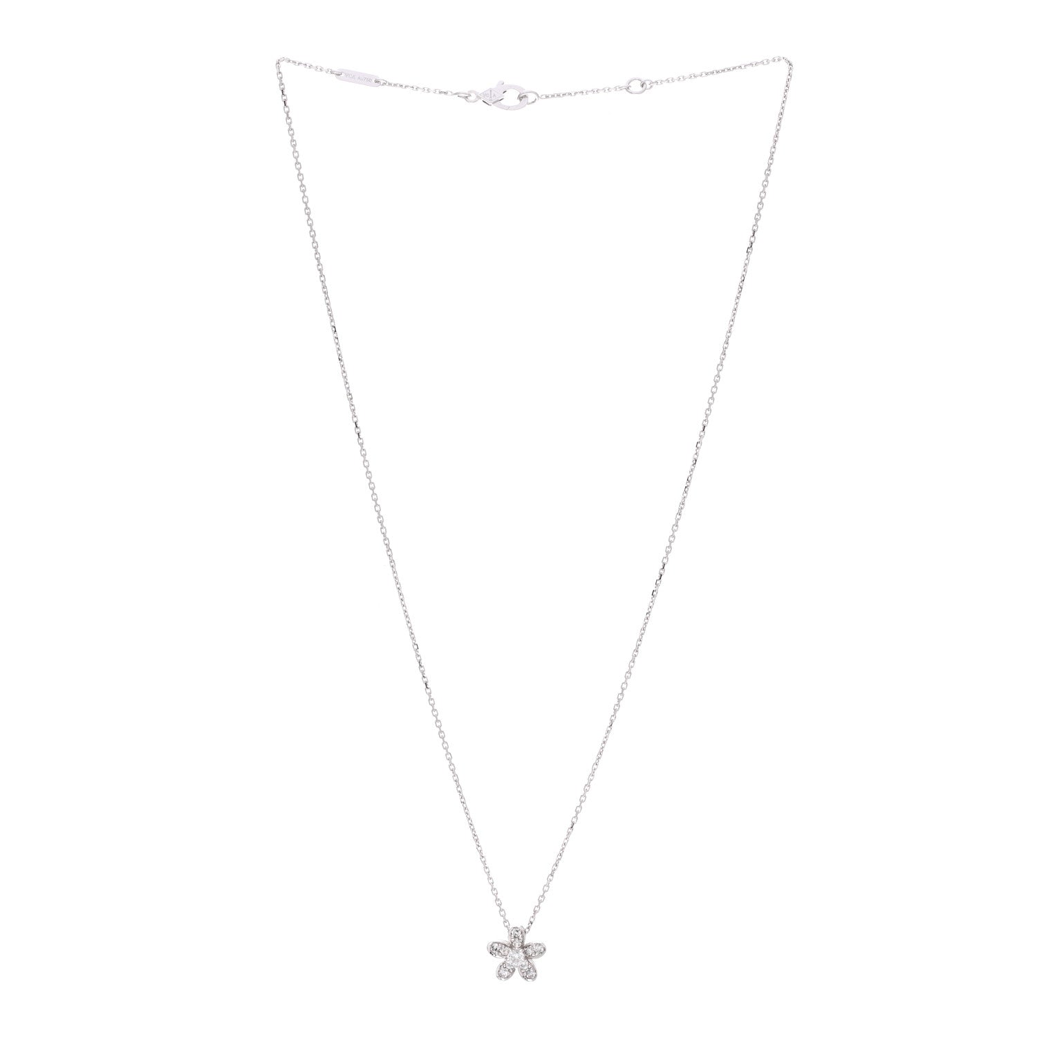 Van Cleef & Arpels 18K White Gold Diamond Socrate One Flower Pendant Necklace 3 of 7