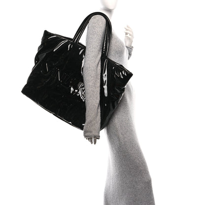 Saint Laurent Patent Wide Puffer Maxi Tote Black 2 of 9