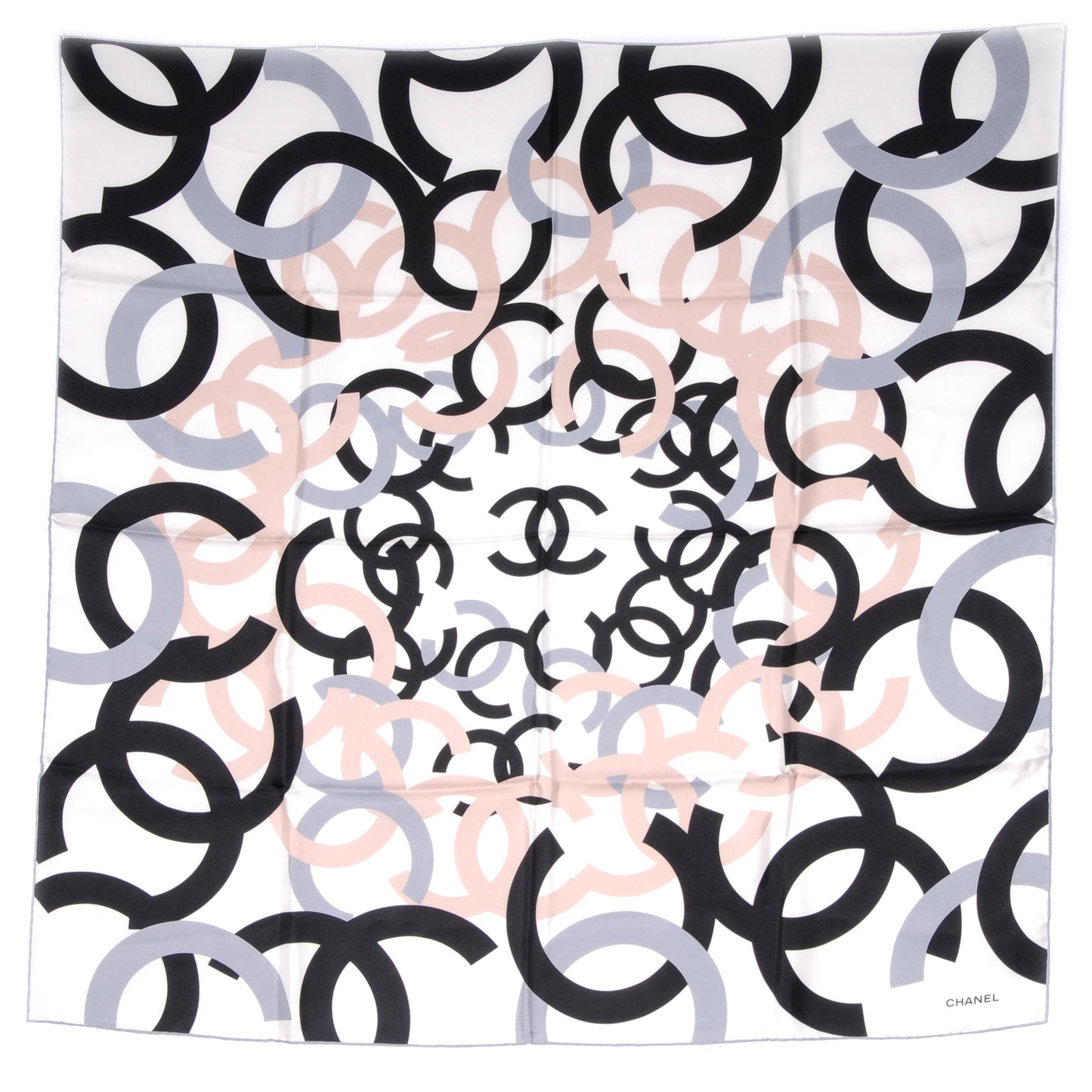 Silk CC Logo Scarf White