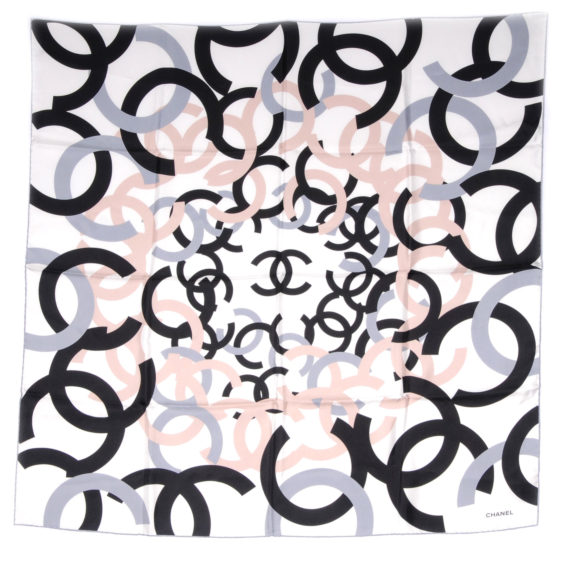 Chanel Silk CC Logo Scarf White 2 of 6