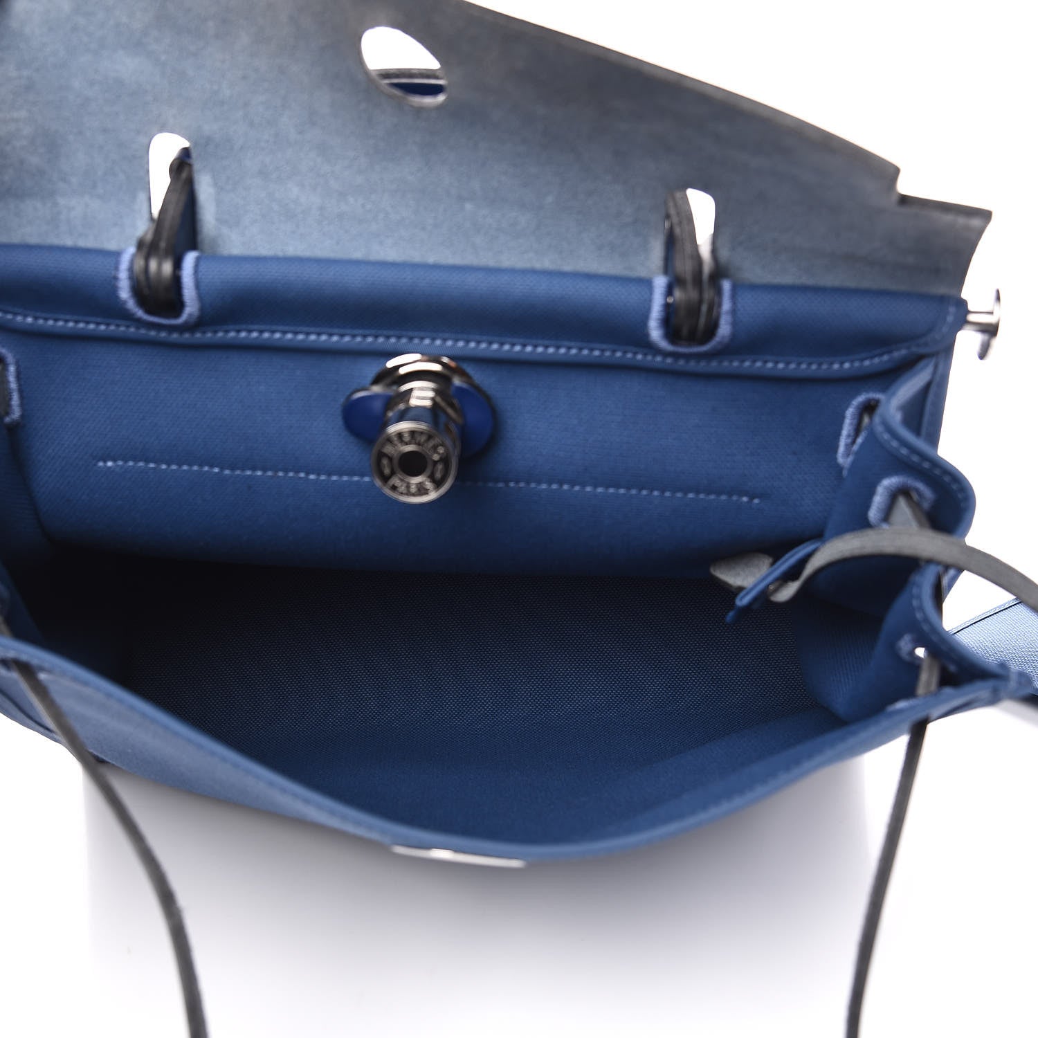 Hermes Vache Hunter Toile Herbag Zip 31 PM Bleu Brighton Bleu Saphir 5 of 12