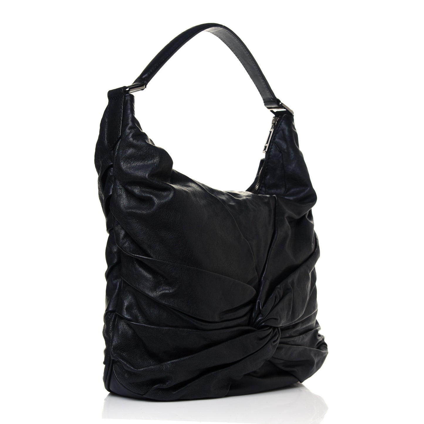 Lambskin Maggie Soft Knot Hobo Black