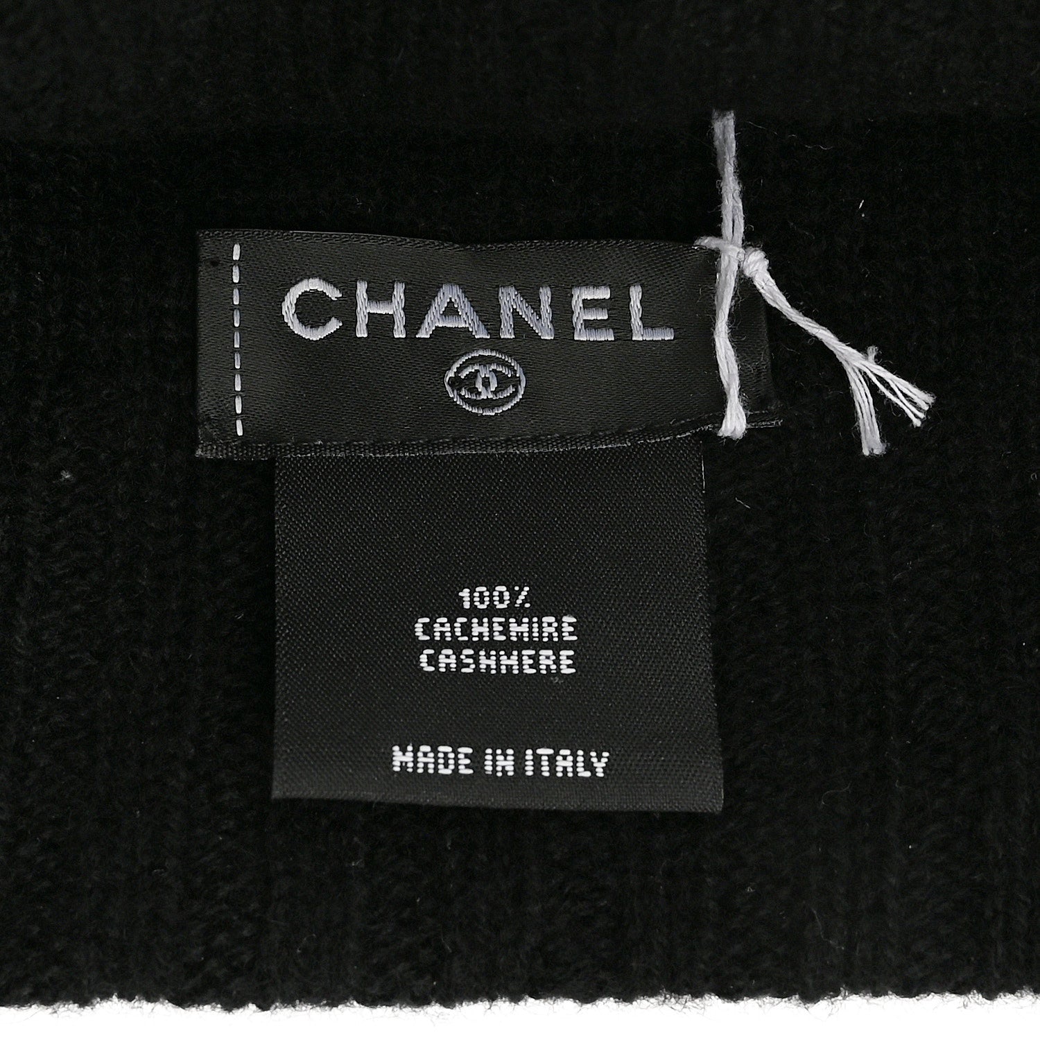 Chanel Cashmere CC Beanie Hat Black 4 of 5