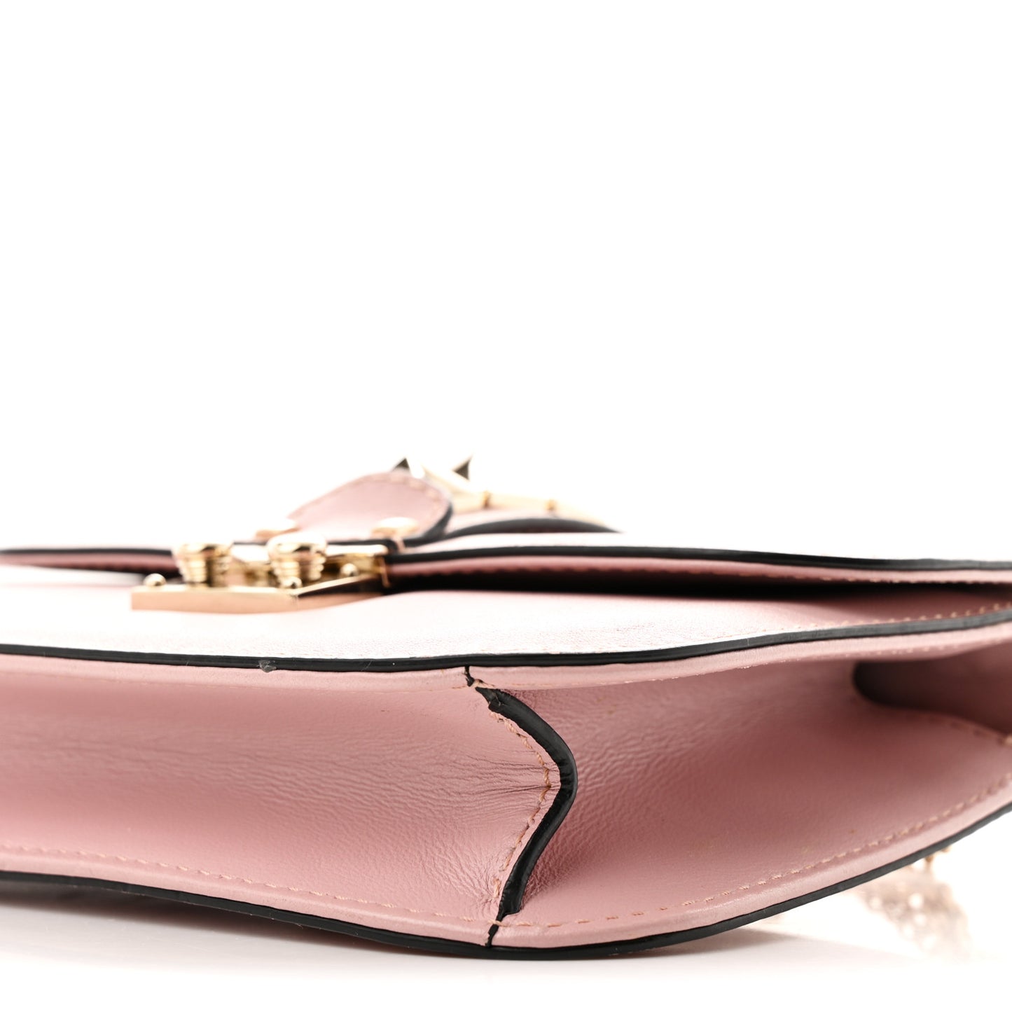Vitello Small Glam Lock Rockstud Flap Poudre