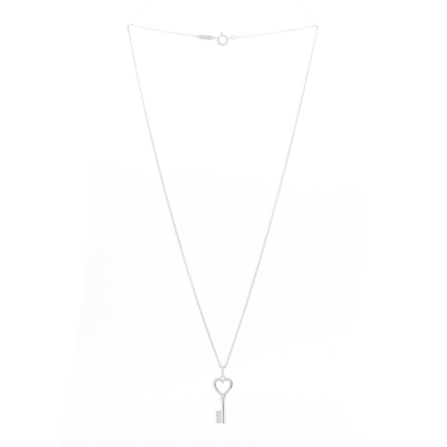 Tiffany Sterling Silver Mini Heart Key Pendant Necklace 3 of 5