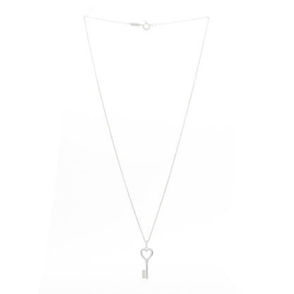 Tiffany Sterling Silver Mini Heart Key Pendant Necklace 3 of 5