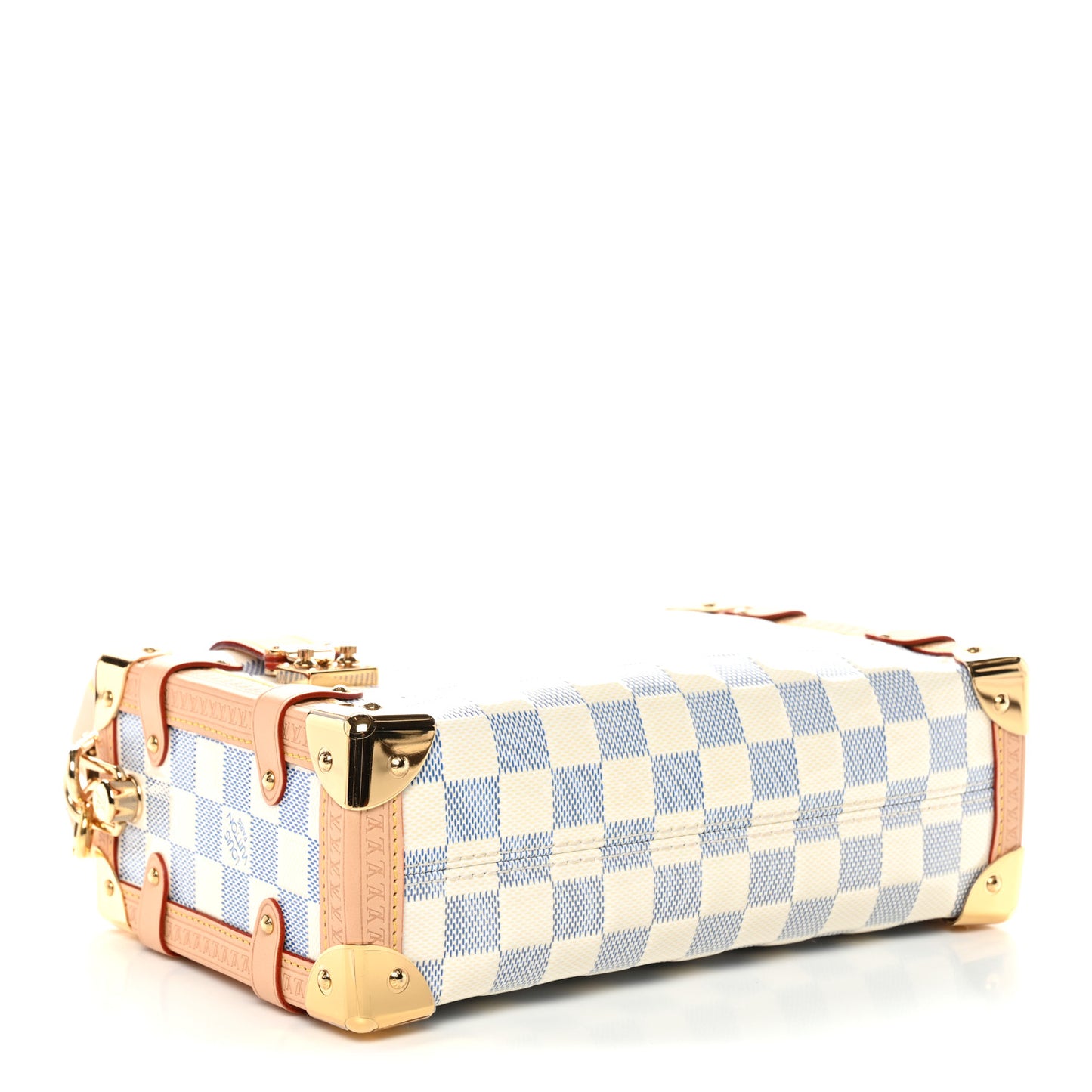 Damier Vernis Side Trunk MM Celeste Blue