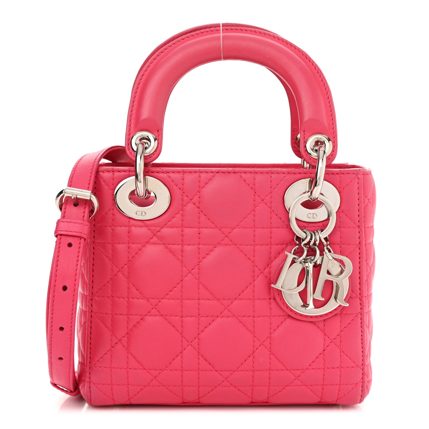 Lambskin Cannage Mini Lady Dior Fuchsia