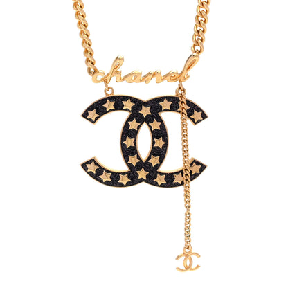 Chanel Metal CC Star Necklace Gold Pearly Black 4 of 6