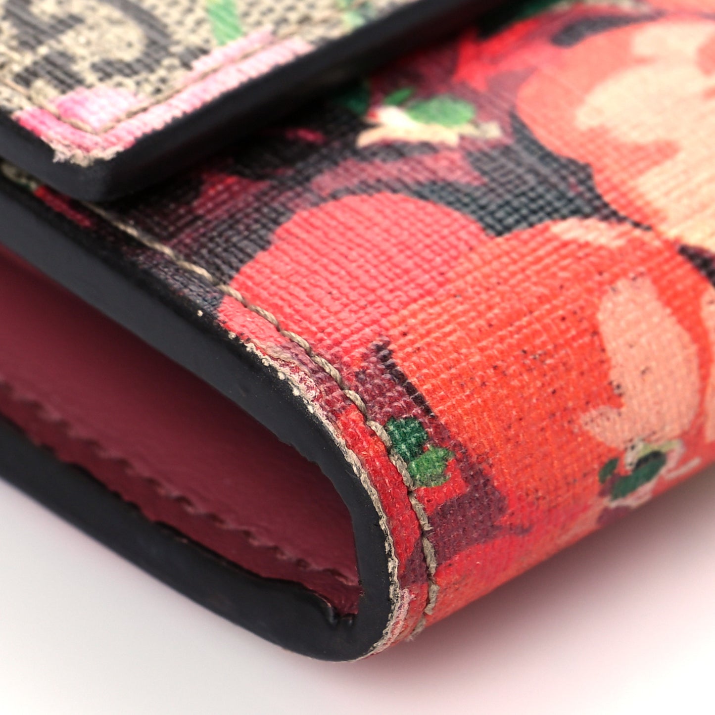 GG Supreme Monogram Blooms Continental Wallet Beige Multicolor Dry Rose