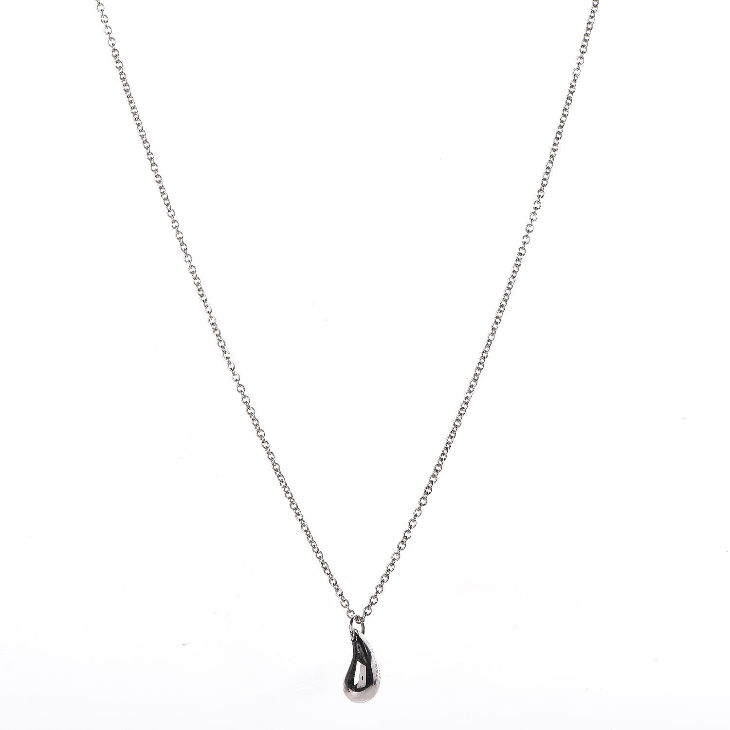 Tiffany Platinum Elsa Peretti Teardrop Pendant Necklace 1 of 8