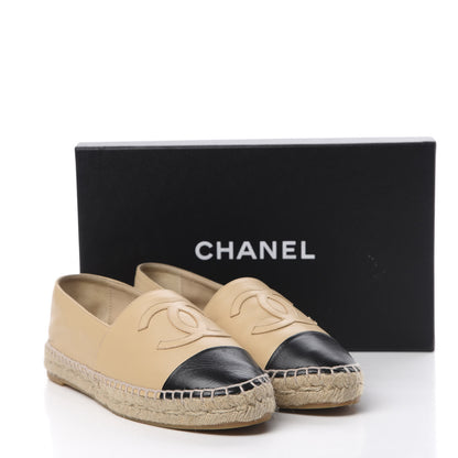 Chanel Lambskin CC Espadrilles 39 Beige Black 11 of 11