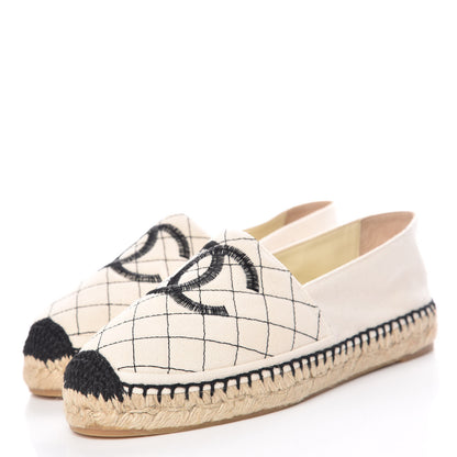 Chanel Fabric Biarritz CC Espadrilles 39 Beige Black 3 of 10