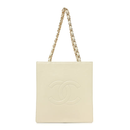 Chanel Shiny Aged Calfskin North South Shopping Bag White 1 of 13