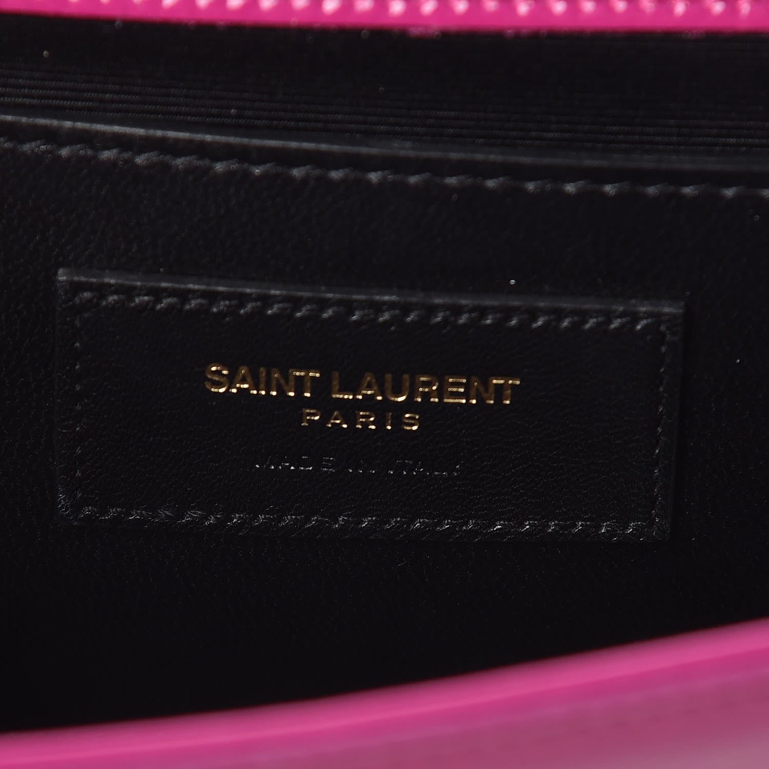 Saint Laurent Textured Patent Classic Monogram Kate Clutch Electric Pink 6 of 6