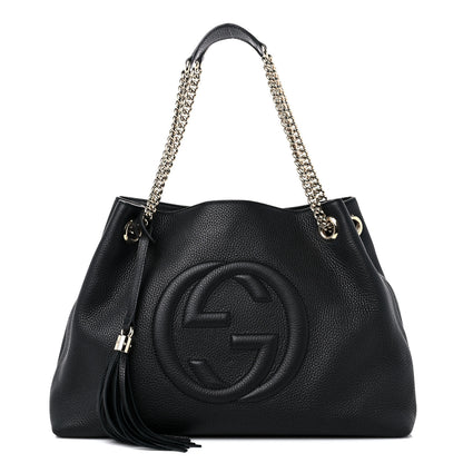 Gucci Pebbled Calfskin Medium Soho Chain Shoulder Bag Black 1 of 10