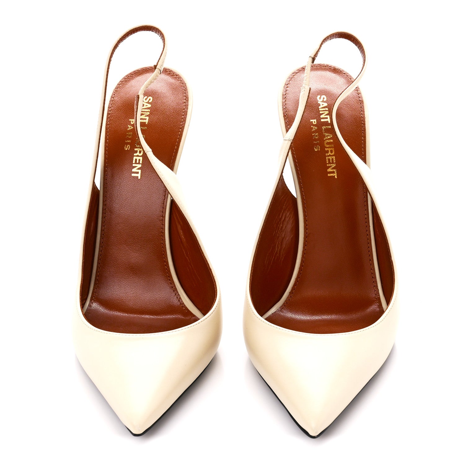 Saint Laurent Calfskin Opyum 110 Slingback Pumps 39.5 Real Beige 2 of 9